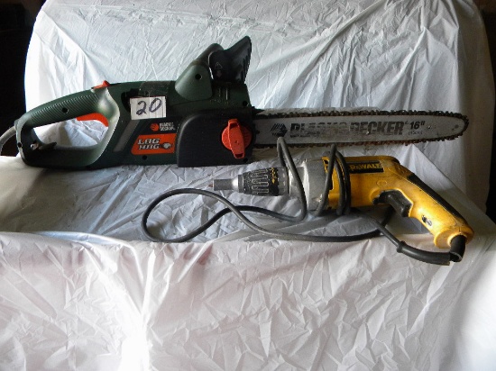 Bd 16" Electric Chain Saw; Dewalt Dry Wall Drill.