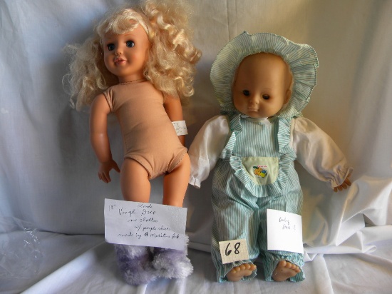 Doll- Vinyl Blonde, by Meritus Ind.Baby Doll w, Fixed Eye, 15"H.