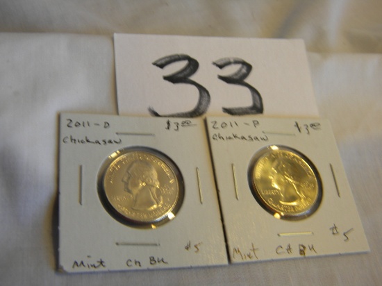 Pair Quarters, 2011p Chickasaw Proofs,