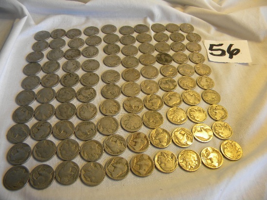 Nickels, Worn, 100 Pieces.