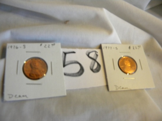 Pair Of DCAM Pennies, 1976s And 1977s.