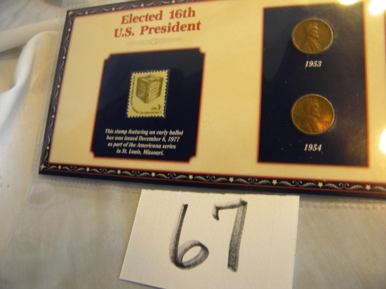 Coin/Stamp "election 16th US President-ballot Box, 1953-1954; Pair Wheat Pennies Issue