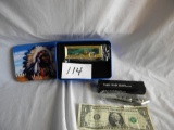 Jack Knives: Indian Pocket Knife W/case; Super Knife W/china Stainless Blade