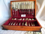 Silverware Set w/case  Homer And Edwards 8 Piece Setting W/wood Case.