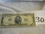 Five Dollar Bill= C55651419a,, 1950a, Bank Of Phiiladelphia,pa, Green No's