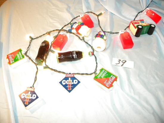 Coca Cola= String Of Lights W/snap on  coca cola christmas decor items.