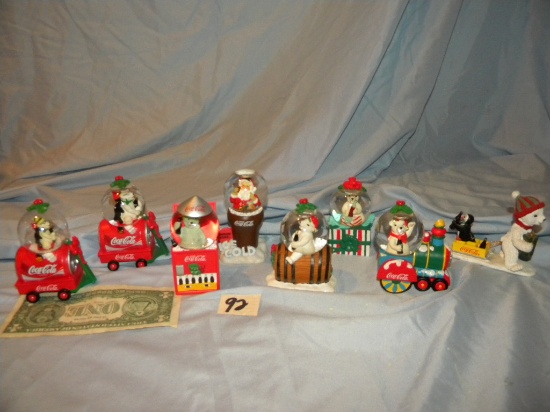 Coca Cola= (7) Snow Globes , 3 1/2".