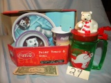 Coca Cola= 3 Piece Set; Bear Green Mug.