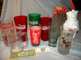Coca Cola= Flower Vase; 5 Glasses; Plastic Desk Dispenser Etc.