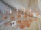 Pink Depression= 6 Stem Etched Wine Glasses; 4 Stemmed Etched Sampler Glass