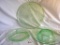 Depression Green Footed Cake Plate; Divided Relish Platter; Plate W/center