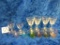 (7) Multi Colored Brand Sniffers; Pair Blue Sample Glasses; (4) Etched Stem