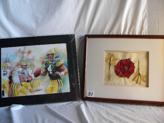 Print=bret Favre And Green Bay Packers, 2005 By Haiyan, 16"h X 19"; Matted