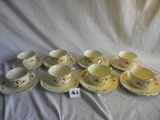 Halls Superior Kitchenware= (8) Coffee Cups And Saucers.