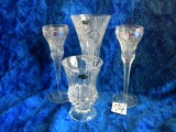 Pair Of Waterford Chrystal Stemmed Water Glasses; Krystal Vase; Daurand Chr