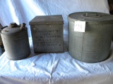 Old Ice Cream Cone Container (rust); Two Gal. Old Fuel Can; 13 X 14 Galv. C