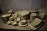 Sheer White, Silver Rim, 10 Pcs, Plates, Suacers, Bowls, Cups, Etc.