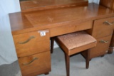 Vanity Dresser W/beveled Mirror, 4 Dwr, Bench. 26