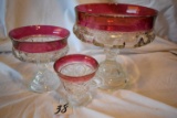 Cranberry Edge Ring, Stemmed Candy Dishes, 7