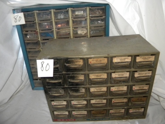 Pair Of Bench Cabinets= Gray-25 Dwrs; Blue- 45 Dwrs.