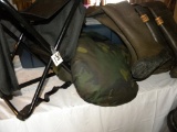 Camaflage= Pair Of Hip Boots (size 7 & 10); Pair Of Seat Cushions, Case Etc