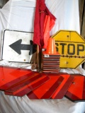 Ten (10) Small Warning Cones; Antique Stop Sign; 6 Slow