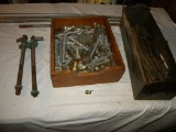 2 Boxes Of Large Farm Bolts, Nuts And Washers; 4 Pcs. Thread Bar Stock.