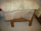 Horse=Wood Saddle Stand; Padded Wool Saddle Cover; Wool Hide Processed.