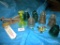 Collectible=Marbles; 4 Blue Elect. Insulators; 5 Clear Insulators; Antique Thermometer