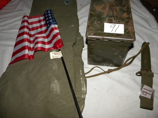 Military=Bayonet; Ammo Box; Duffle Bag; Canteen.