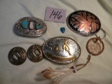 Belt Buckle= Barrelll Race Rodeo; Turquoise Ladies; Copper Tone Leaf Usa; And Other Item