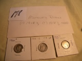 Coins=Mercury Dimes= (1) 1918s; (1) 1918d; (1) 1920 D.