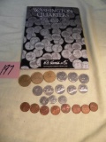 Coins=Washington Quarters Book, Some Missing; Canadian Coins (16).