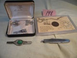 Coin=1809 Shop Wreck Coin; Match Cuff Links; Jack Knife; Tie Clasp Etc.