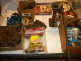 Old Gear Jack; 20 Ft Towing Chain; Box Of Chains (need Repaired) 2