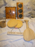 Wood Wall Clock; Temp, Humidity, Guage; Unfin. Pine= Oval Plaque Boards; U