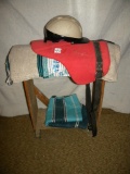 Horse=Saddle Stand, On Wheels; Two Saddle Blankets, Pad And Helmet.