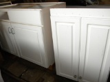 White Kitchen Base Cupboards, 2 Sections.