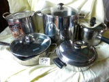 Four Piece Stainless Pans W/lids; Weaver Non-stick Pans W/lids.