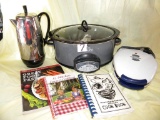 Proctor Salix Morning Waffle Iron; Rival Crock Pot, New; Electric Coffee Po