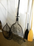 Fishing=Pair Of Fishing Nets (one Has Extension Handle); Pair Of Boat Oars.