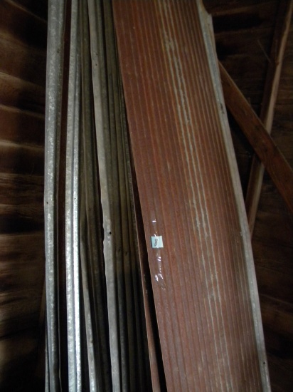 Galvanized Roofing Tin, 96" L X 29"w, 18 Sheets, Aging Marks (some Rust).