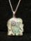 .925 Sterling Silver Abalone Elephant Necklace