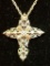 .925 Sterling Silver W/ 12k Gold Cross Necklace