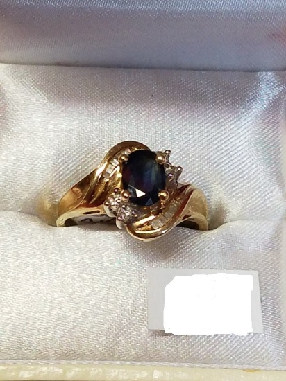 10kt Gold Sapphire Diamond Ring