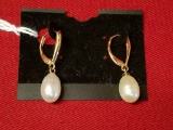 14k Real Pearls & Gold Earrings