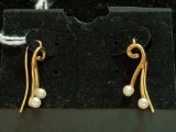 14k Real Pearls & Gold Earrings