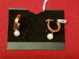 10k White Pearls & Gold Earrings