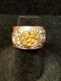 .925 Sterling Silver Sajen Ring W/ Yellow Topaz