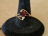 14k High Grade Electroplate Gold Garnet Ring